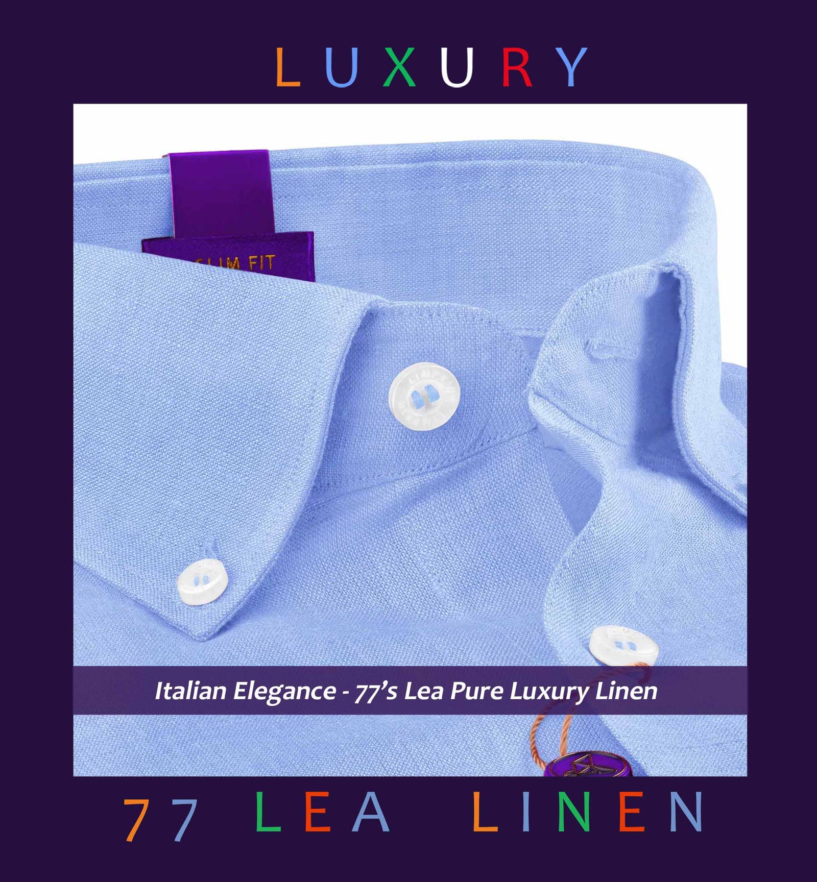 Nostrand- Azure Blue Linen- Button Down- 77's Lea Pure Luxury Linen