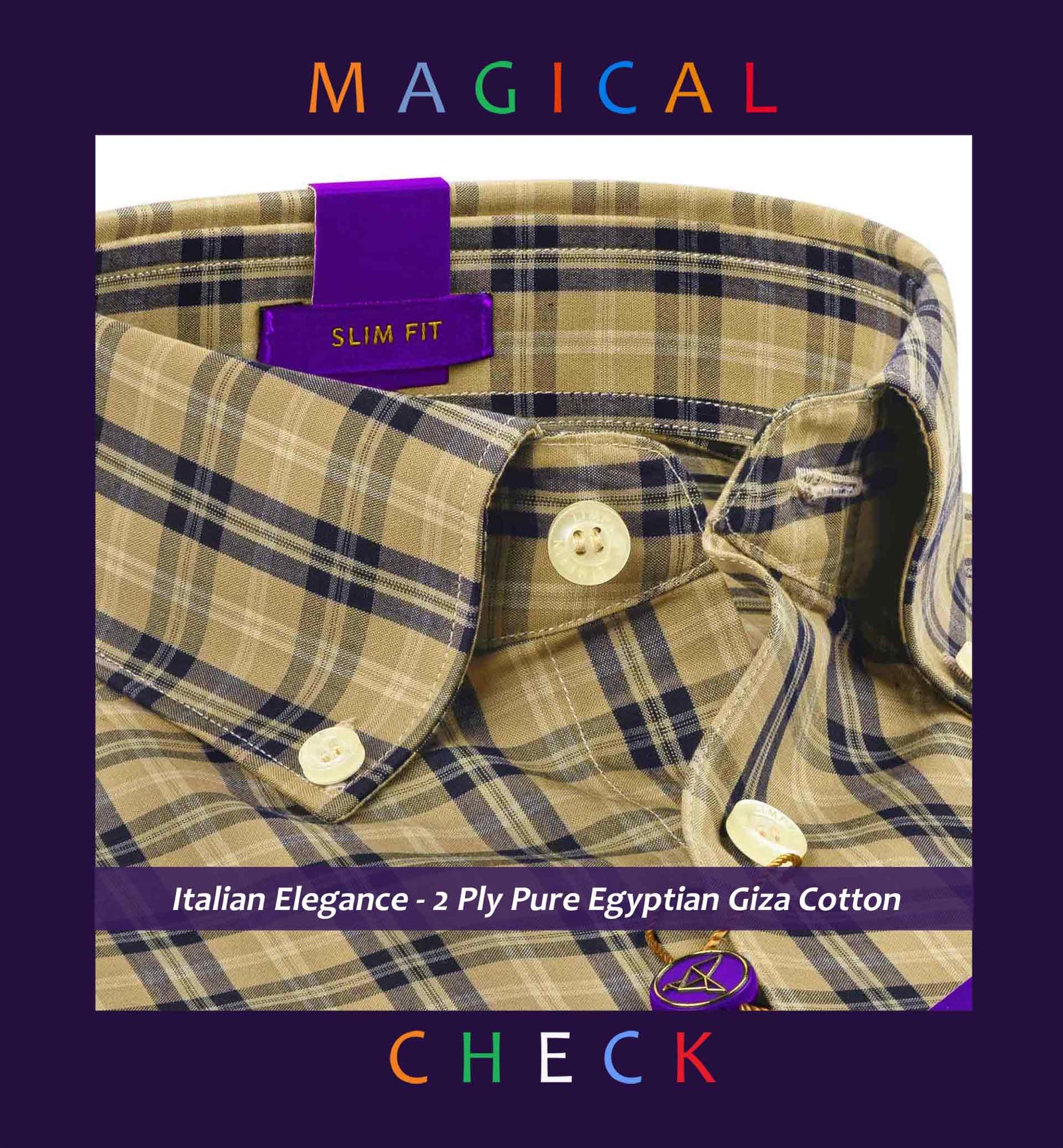 Salisbury- Beige & Navy Check- Button Down