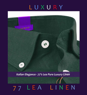 Finsbury- Emerald Green Solid Linen- Button Down