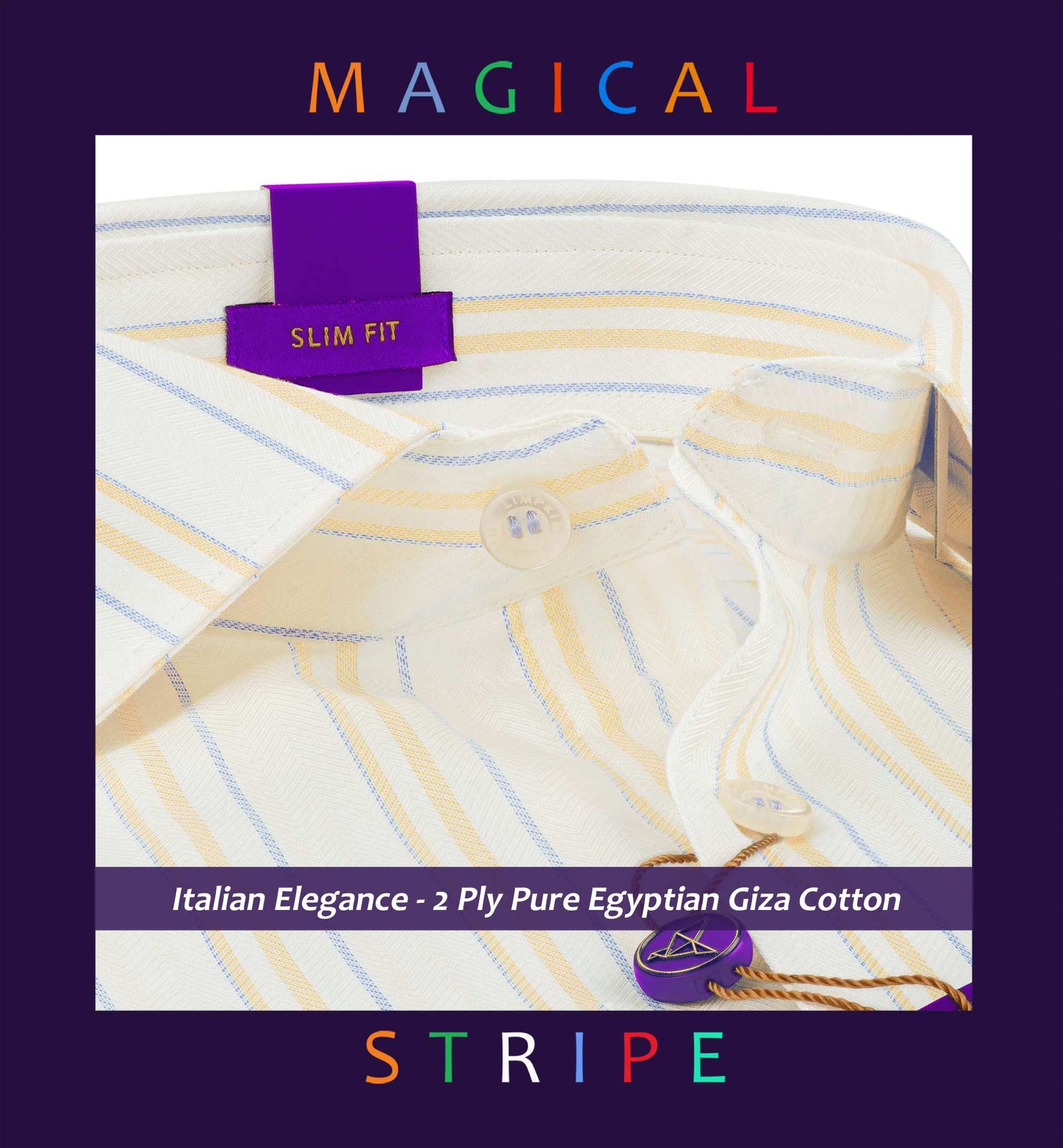 Brantford- Azure Blue & Orange Stripe