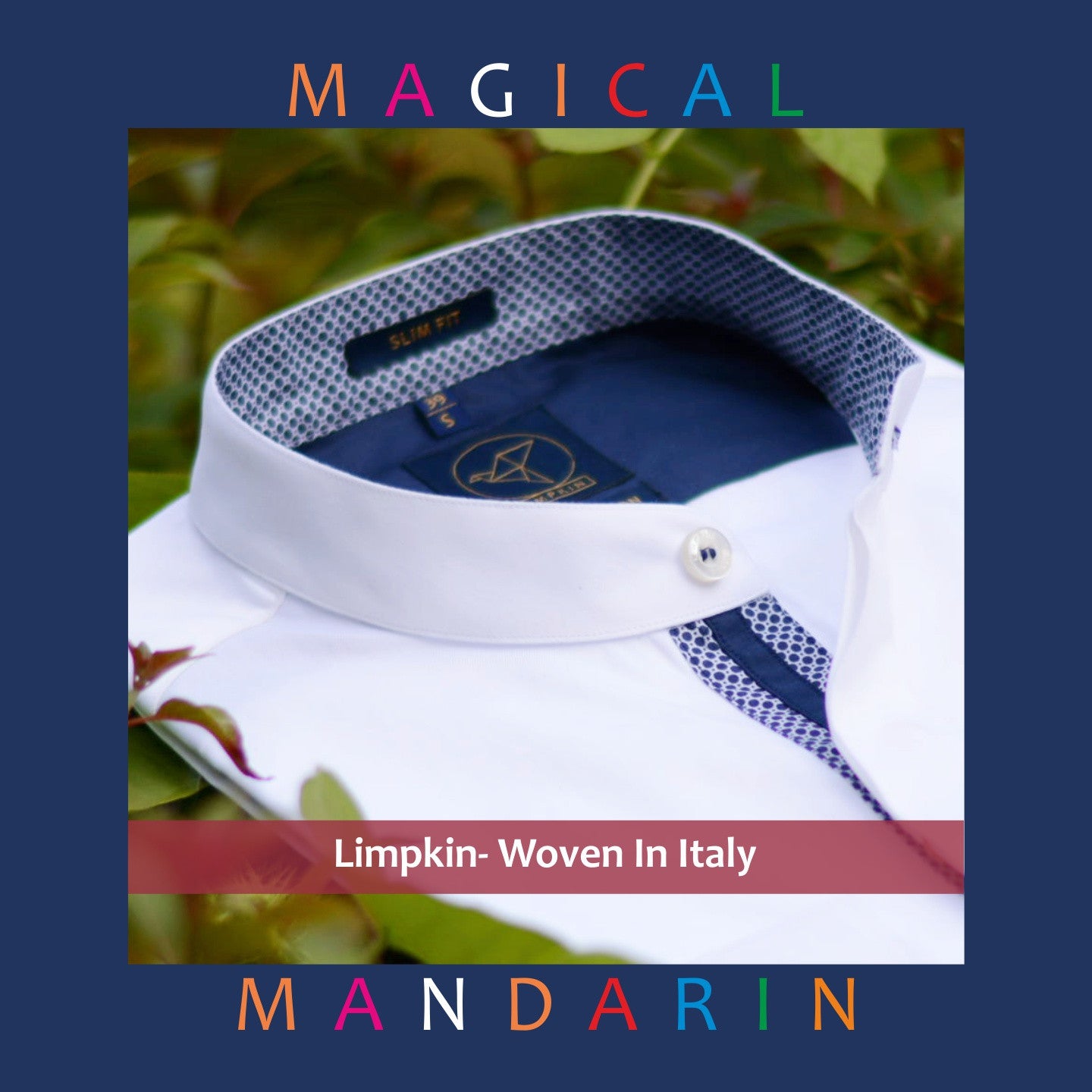 Vatican- Pristine Pure White with Print- Mandarin Collar