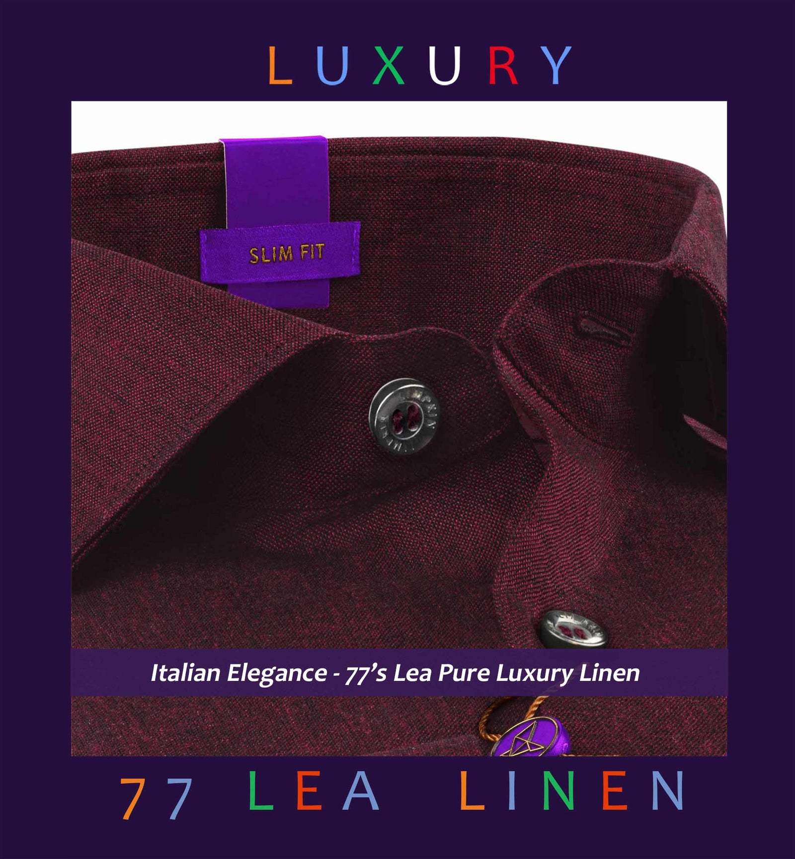 Portugal- Burgundy Solid Linen- 77's Lea Pure Luxury Linen