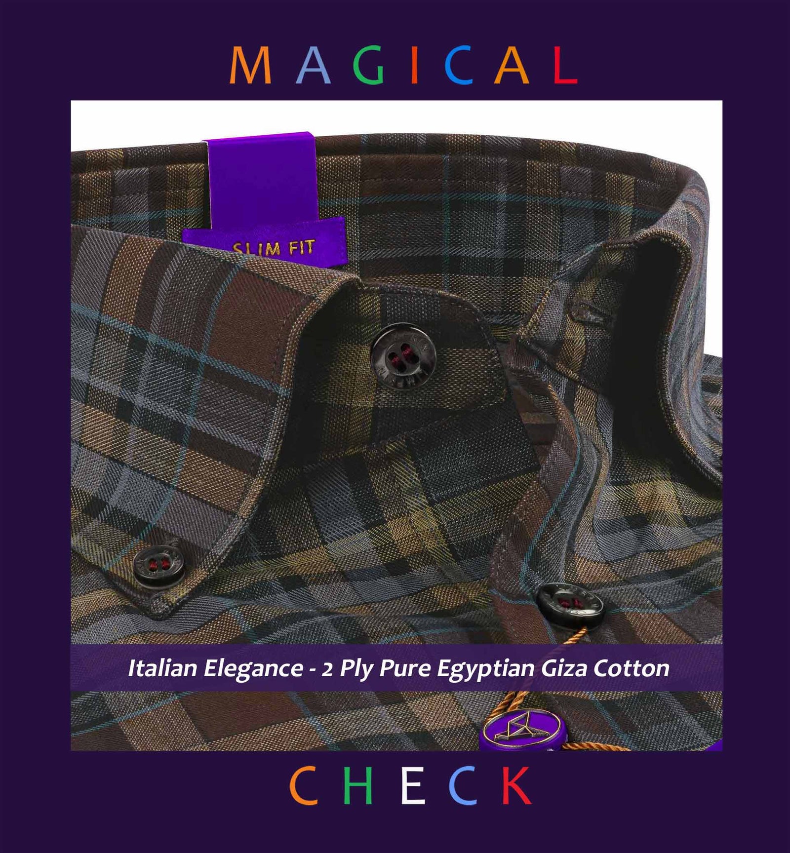 Orsha- Burgundy & Beige Check- Button Down