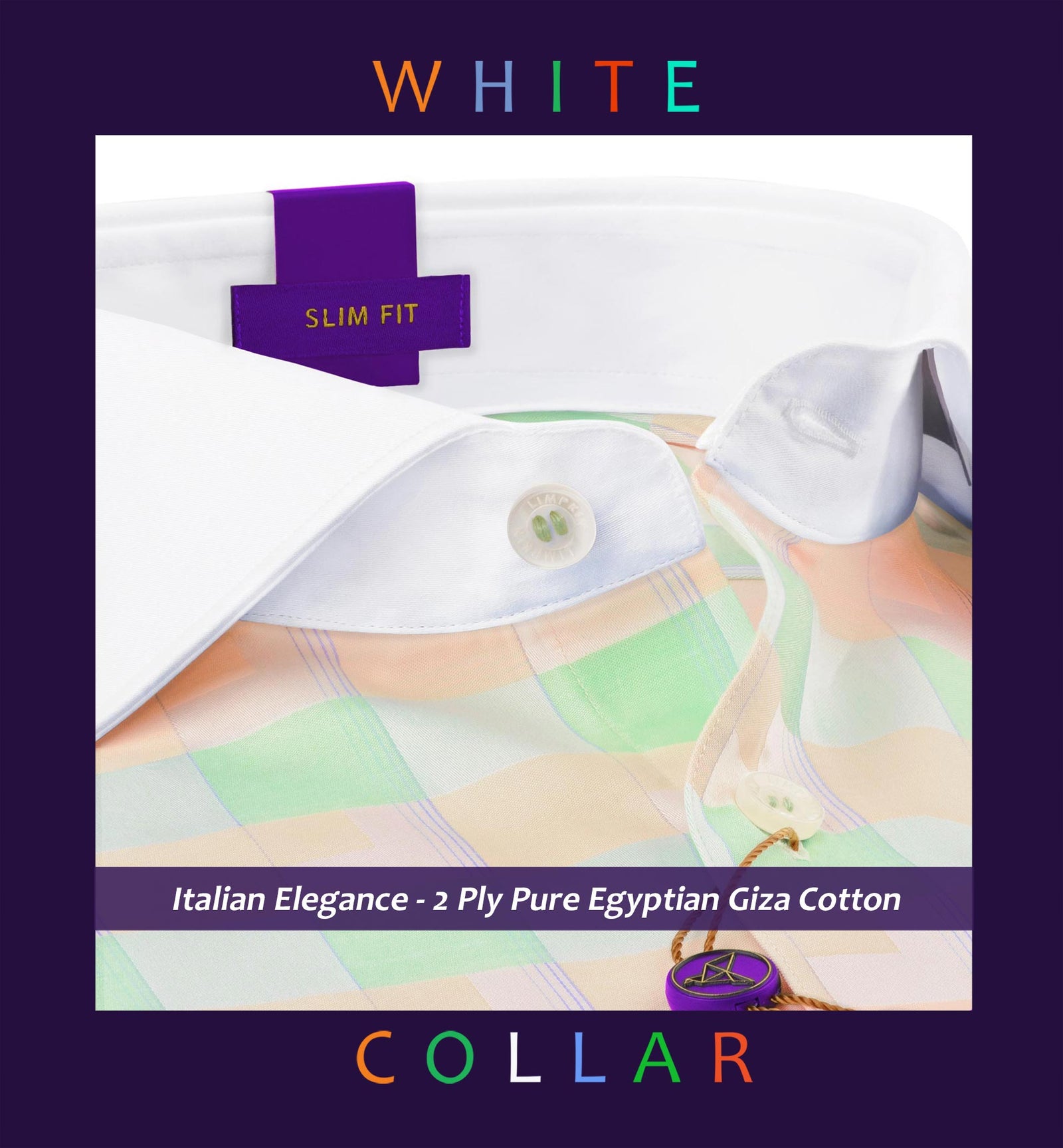 Edmonton- Mint Green & Peach Check- White Collar