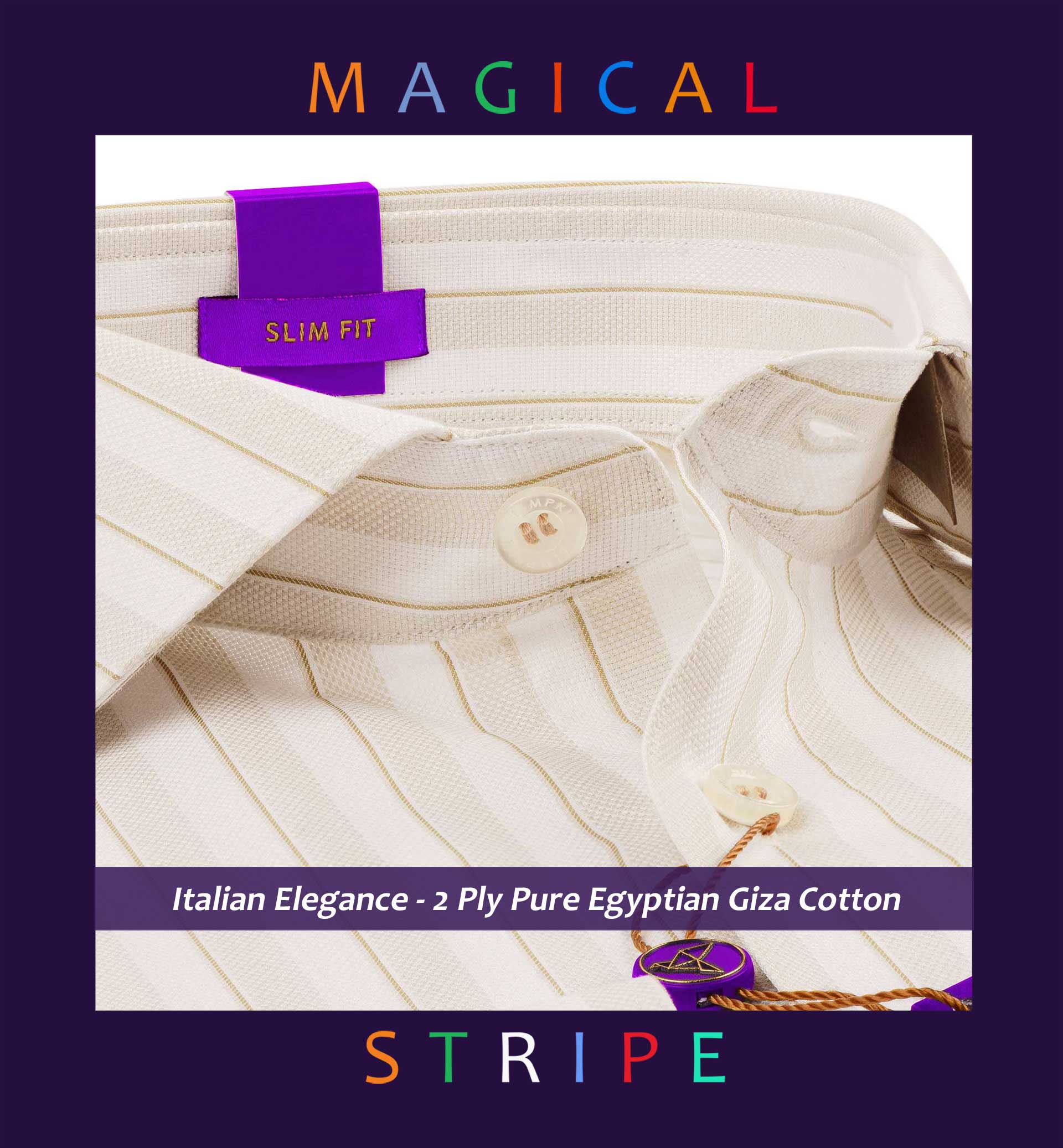 Cristobal- Beige & White Magical Stripe