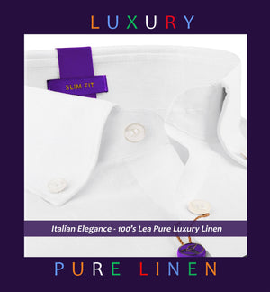 Milano- Pristine Pure White Linen- Button Down