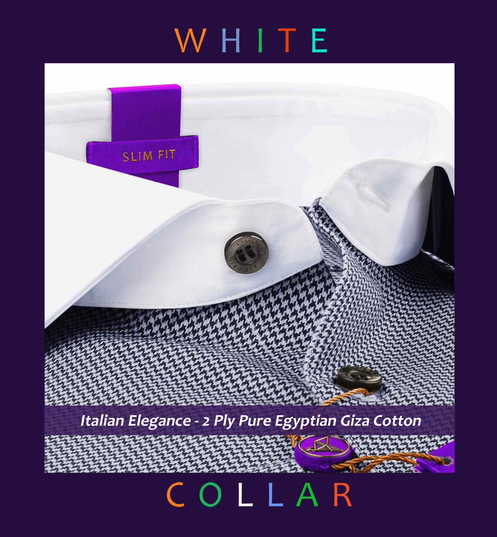 Larissa- Flint Grey & Black Structure- White Collar