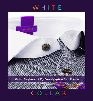 Larissa- Flint Grey & Black Structure- White Collar