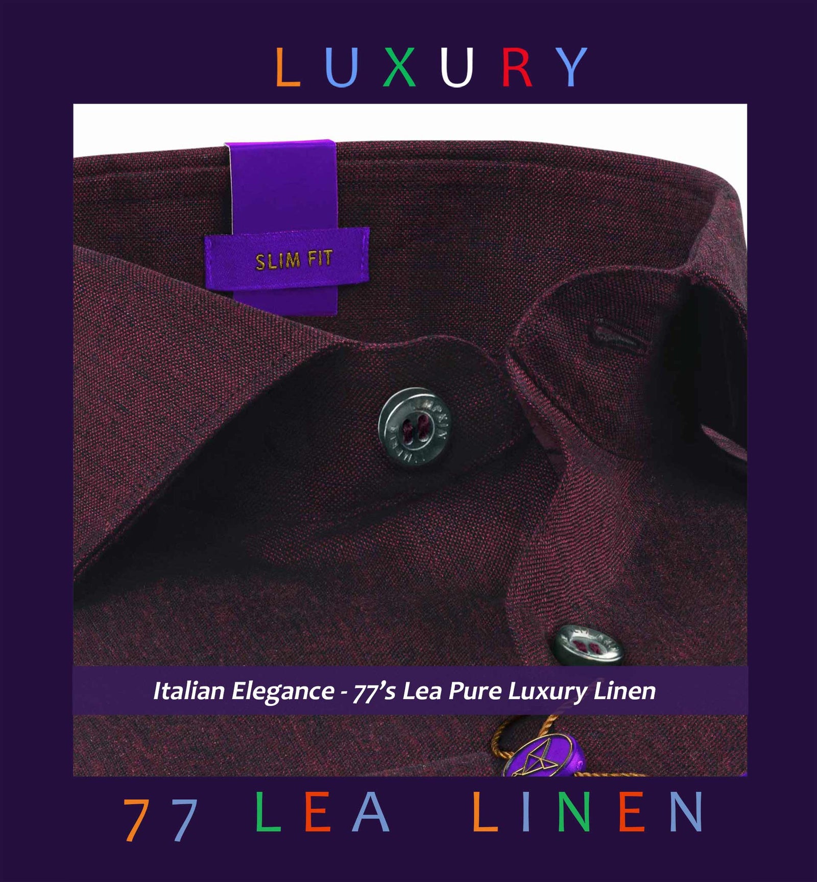 Moncler- Deep Burgundy Solid Linen- 77's Lea Pure Luxury Linen