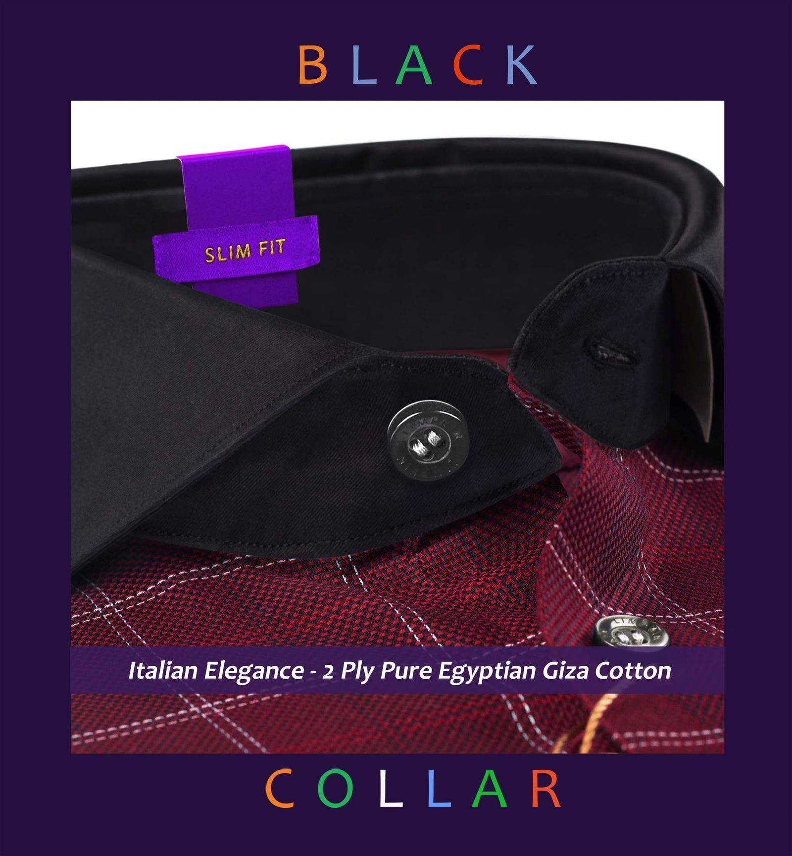 Albania- Burgundy & White Check- Black Collar