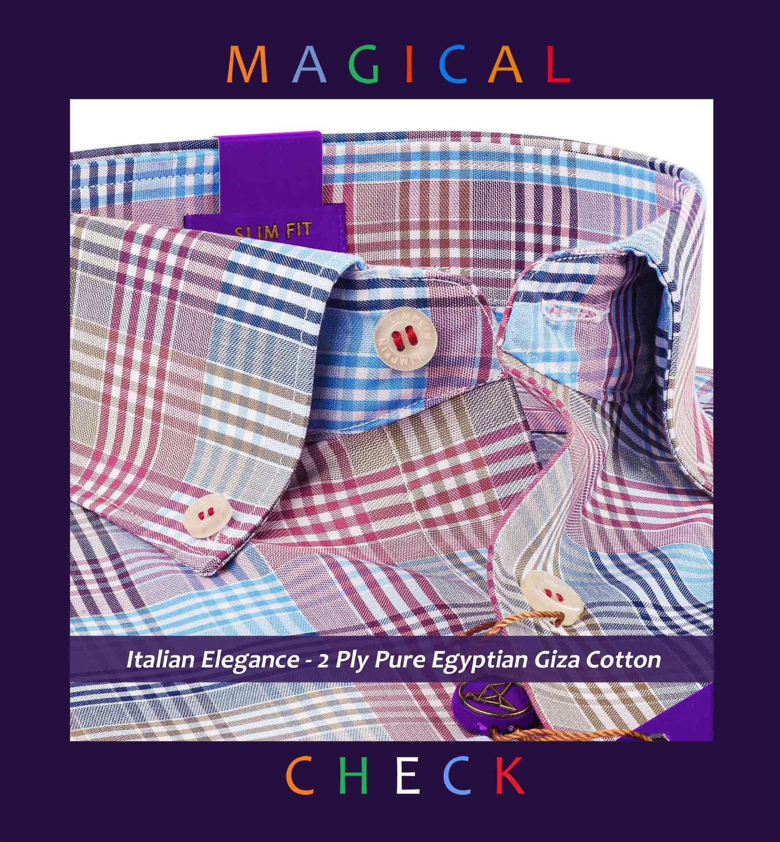 Montana- Navy & Burgundy Check- Button Down