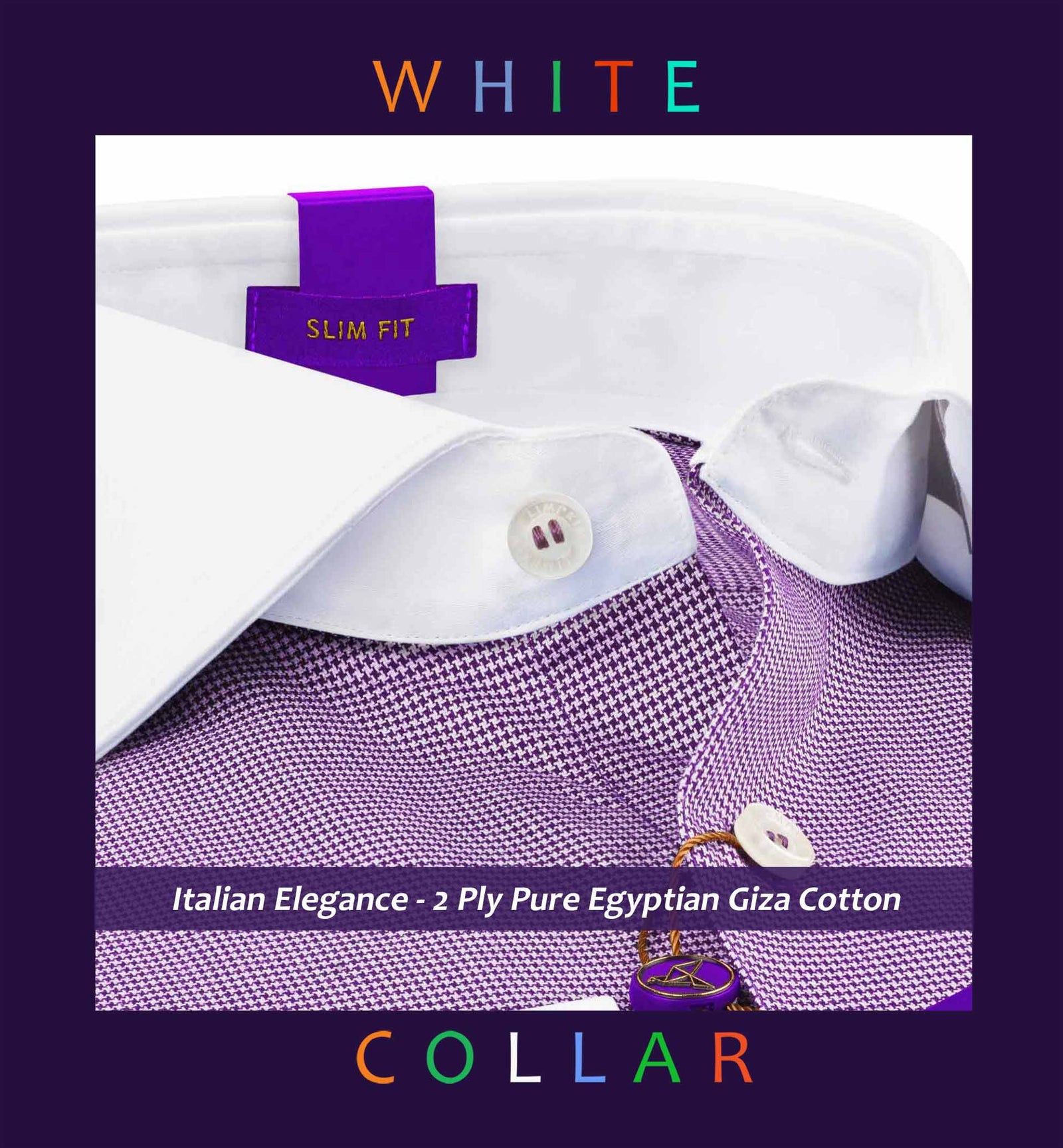 Rafina- Deep Purple & White Structure- White Collar