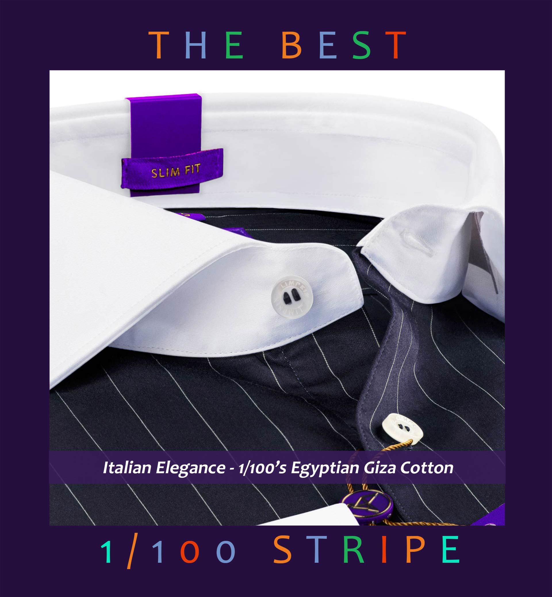 Corsico- Navy & White Stripe- White Collar