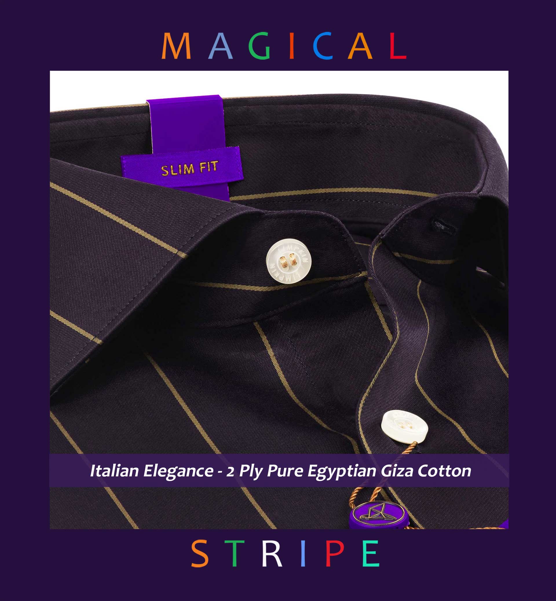 Finchley- Plum Purple & Beige Stripe