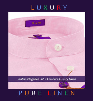 Yantai- Lemonade Pink Solid Linen- Mandarin Collar
