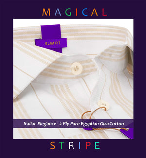 Lorain- Beige & White Magical Stripe