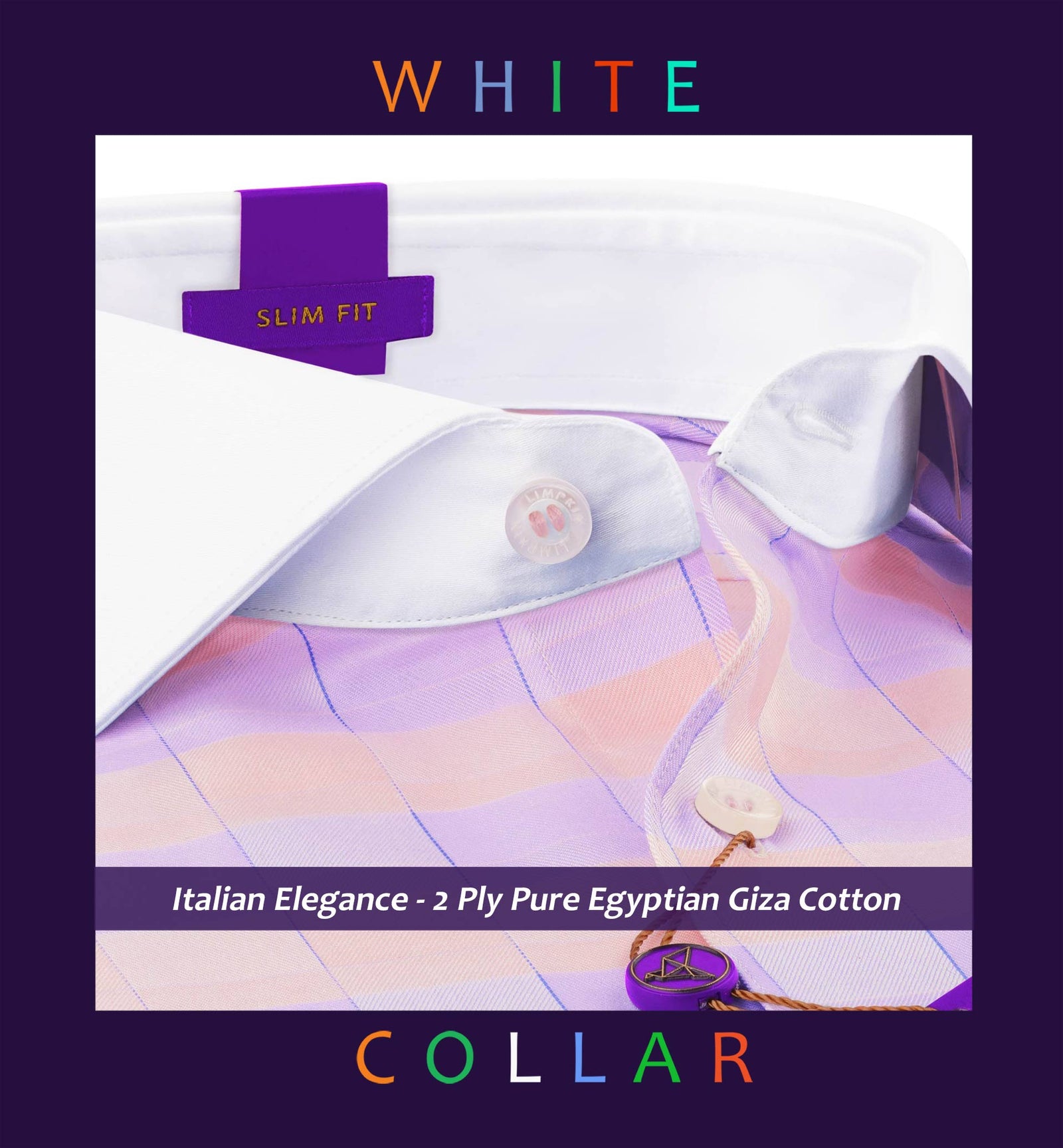 Nelson- Flamingo Pink & Lilac Check- White Collar