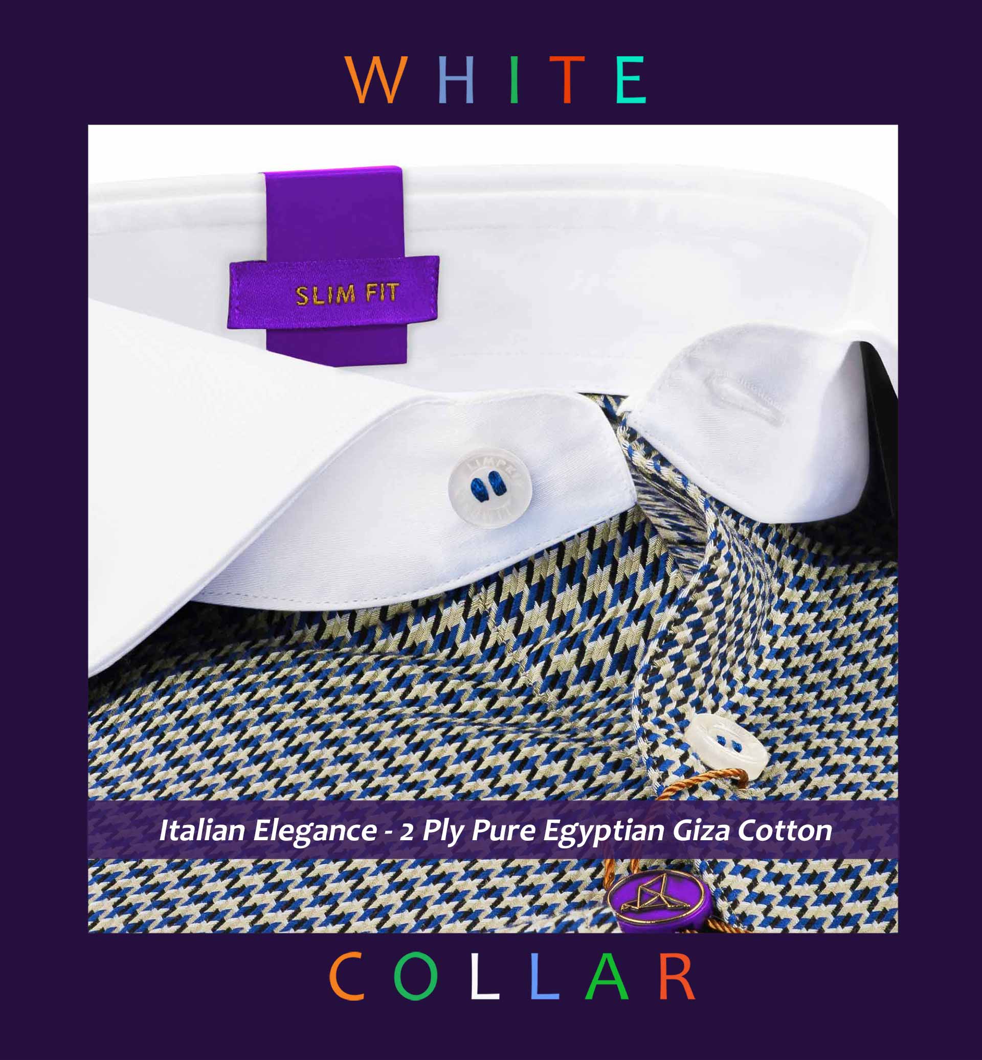 Oldham- Royal Blue & Beige Structure- White Collar
