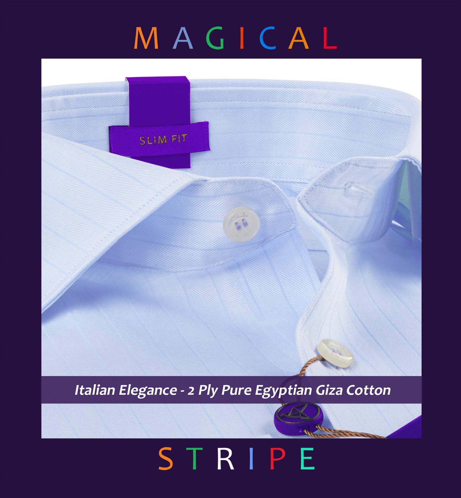 Monaco- Azure Blue Magical Stripe