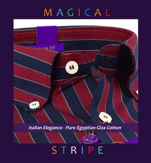 Belgrade- Burgundy & Navy Stripe- Button Down