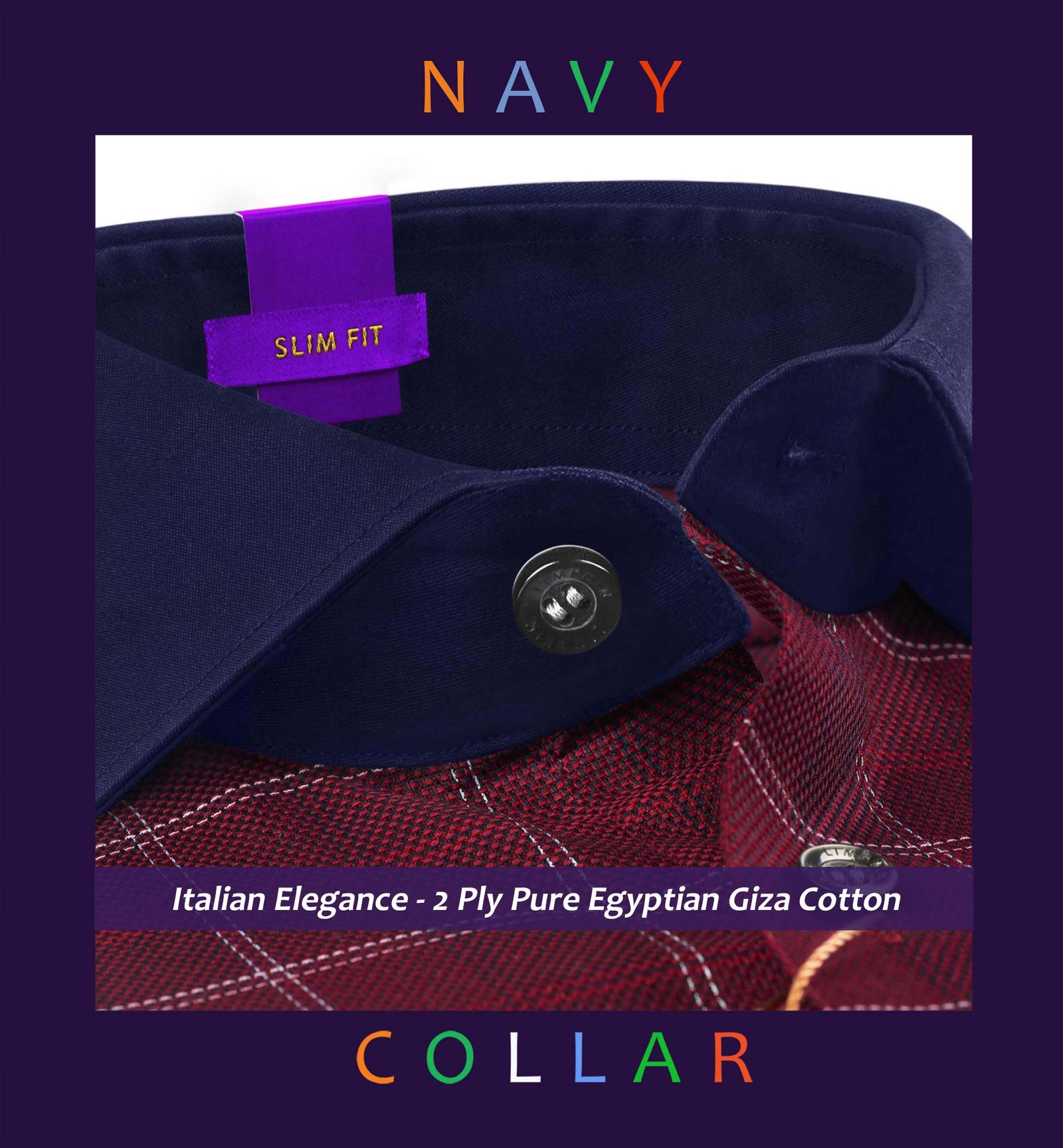Lancaster- Burgundy & White Check- Navy Collar