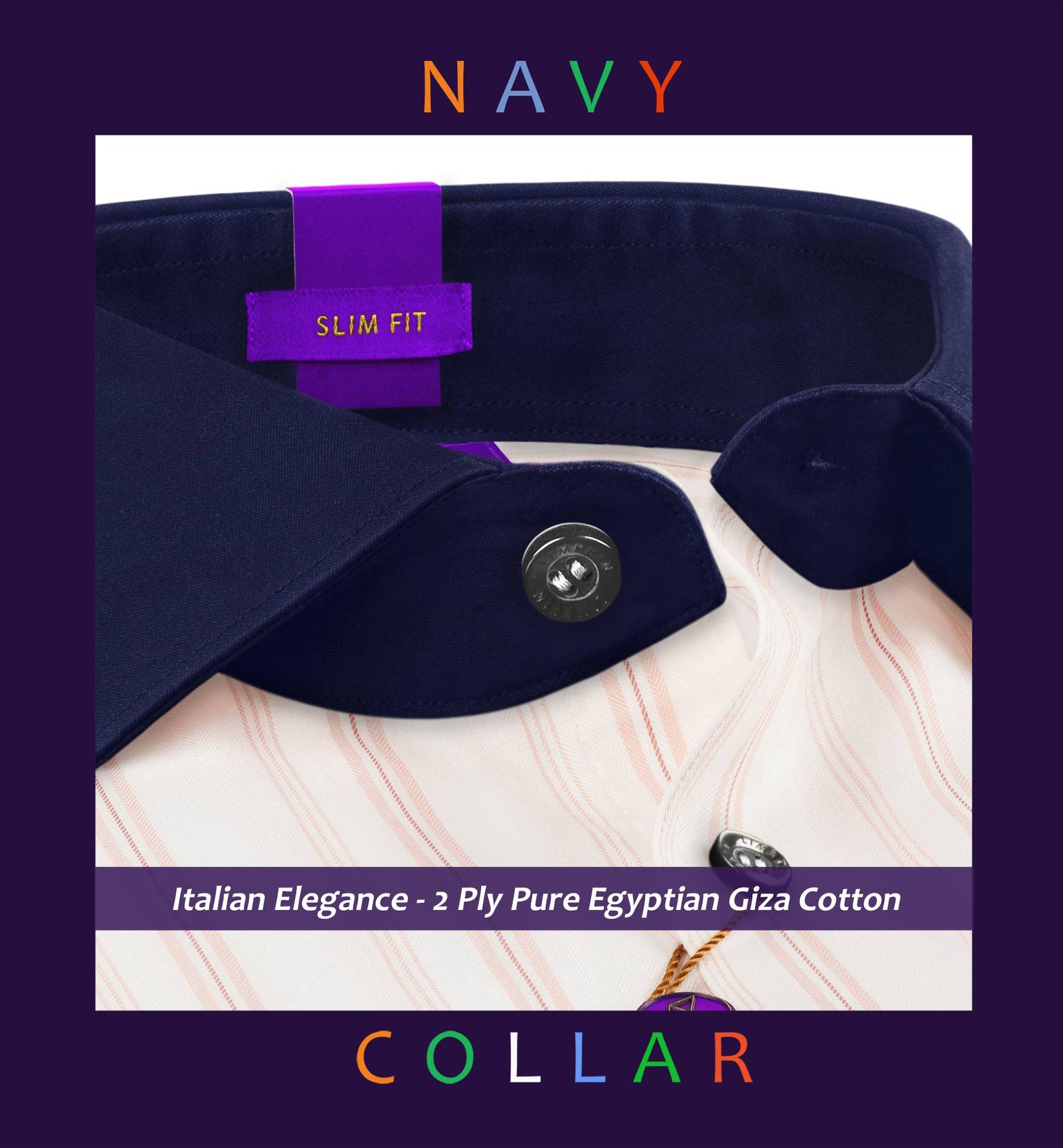 Houston- Carnation Pink Stripe- Navy Collar