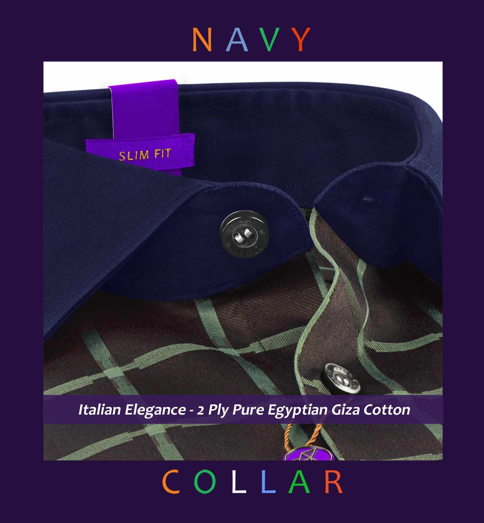 Palestro- Cedar Brown & Green Check- Navy Collar