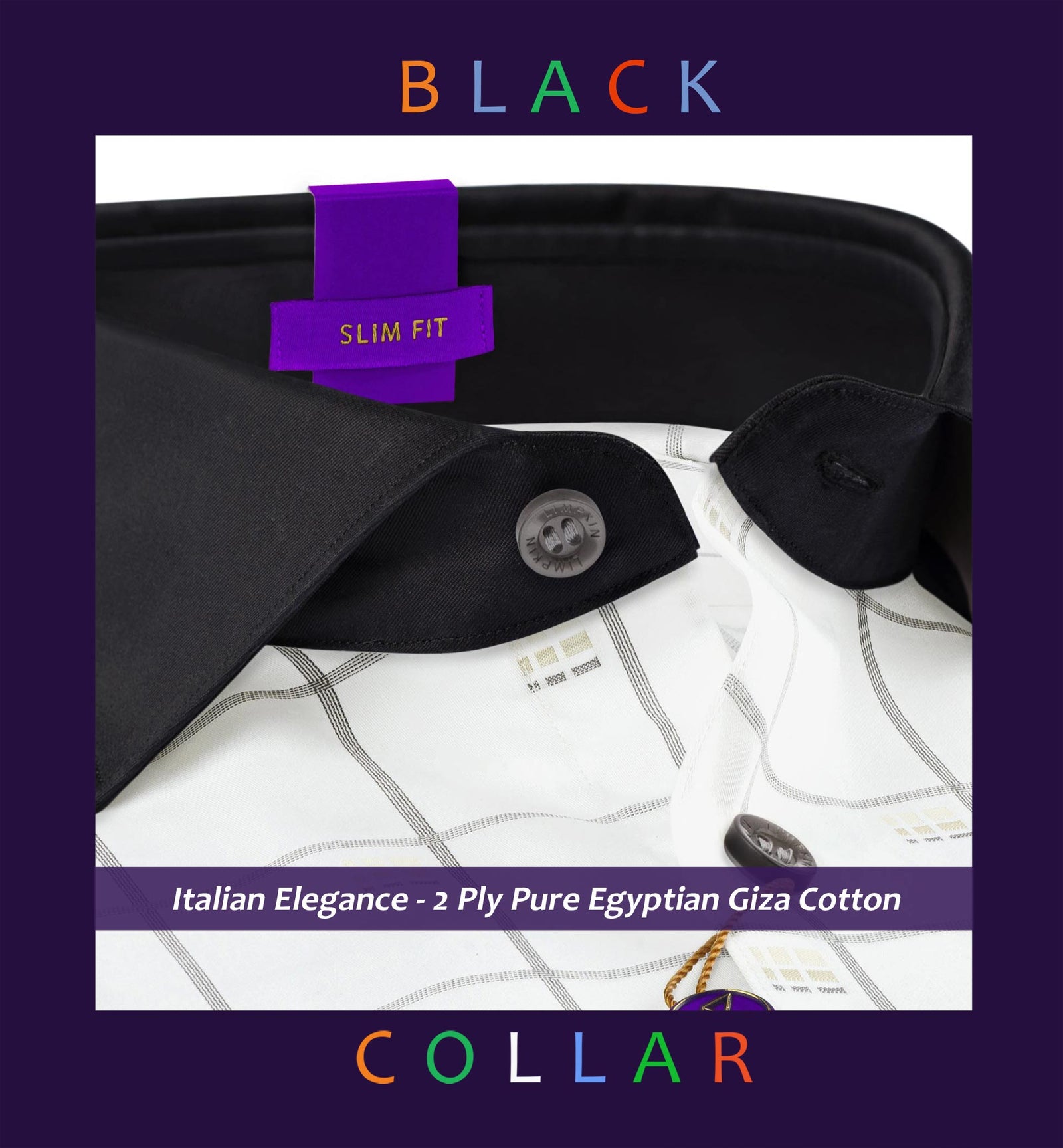 Prague- Grey & Beige Check- Black Collar