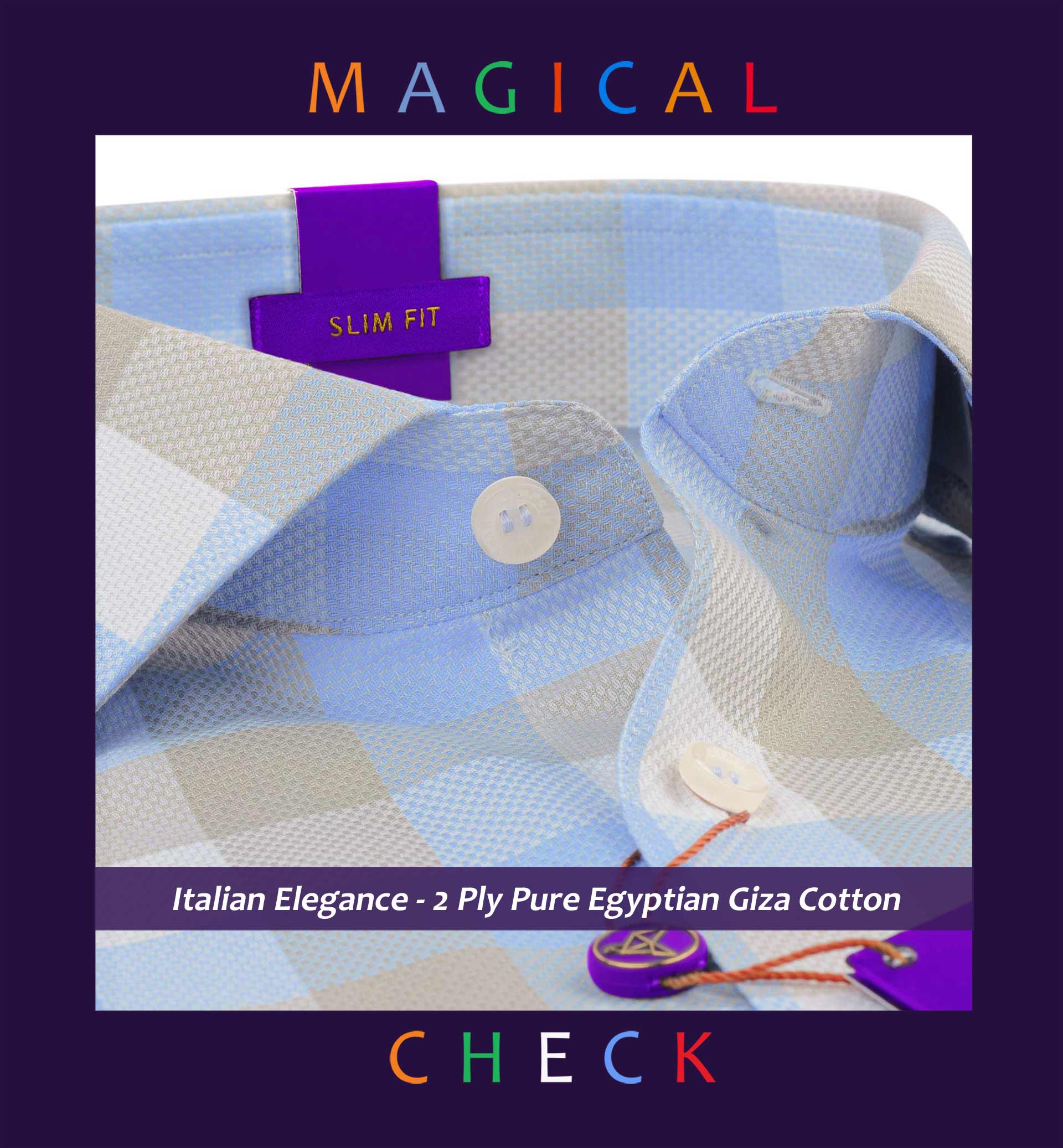 Charlotte- Beige & Cerulean Blue Check