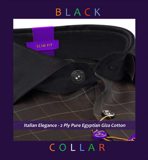 Norway- Brown & Grey Check- Black Collar