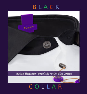 Torrance- The Best Formal White- Black Collar- 2/140 Egyptian Giza Cotton