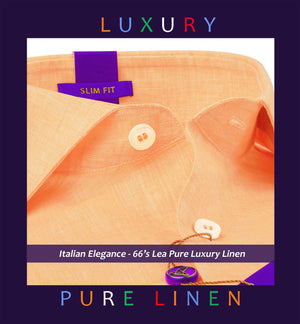 Brandon- Melon Orange Solid Linen- 66's Lea Pure Luxury Linen