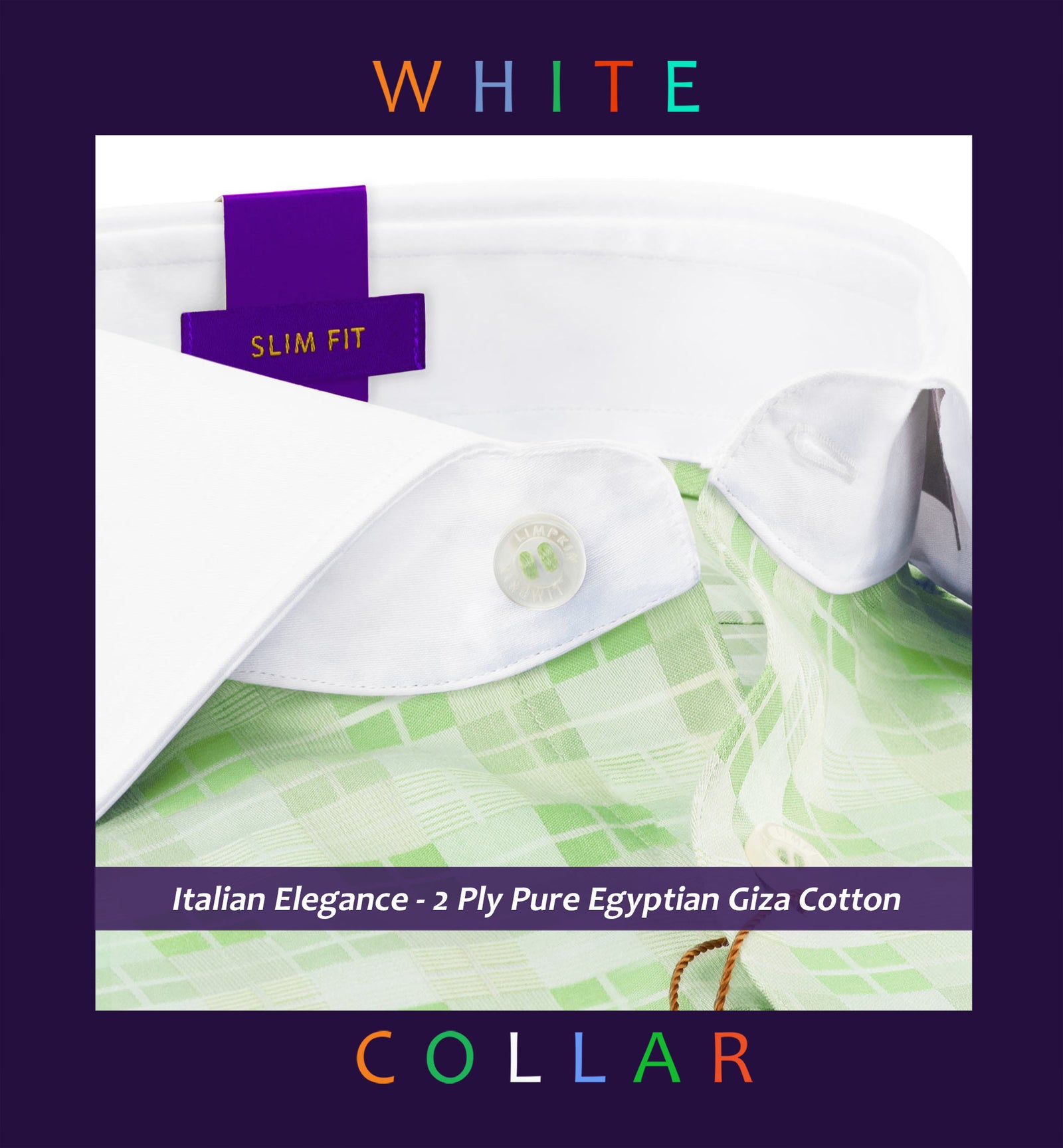 Rome- Pistachio Green & Beige Check- White Collar