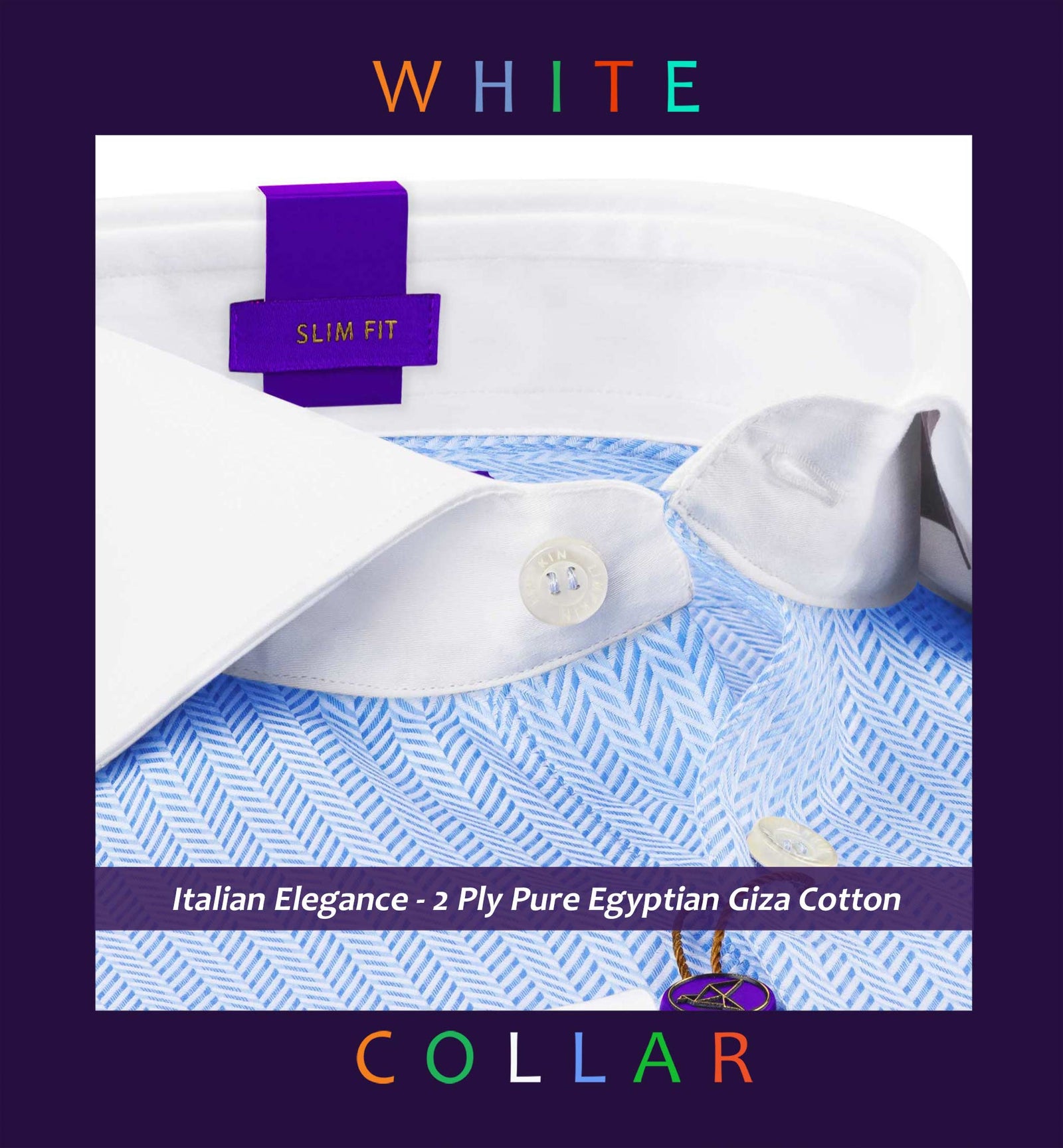 Morrison- Azure Blue & White Stripe- White Collar