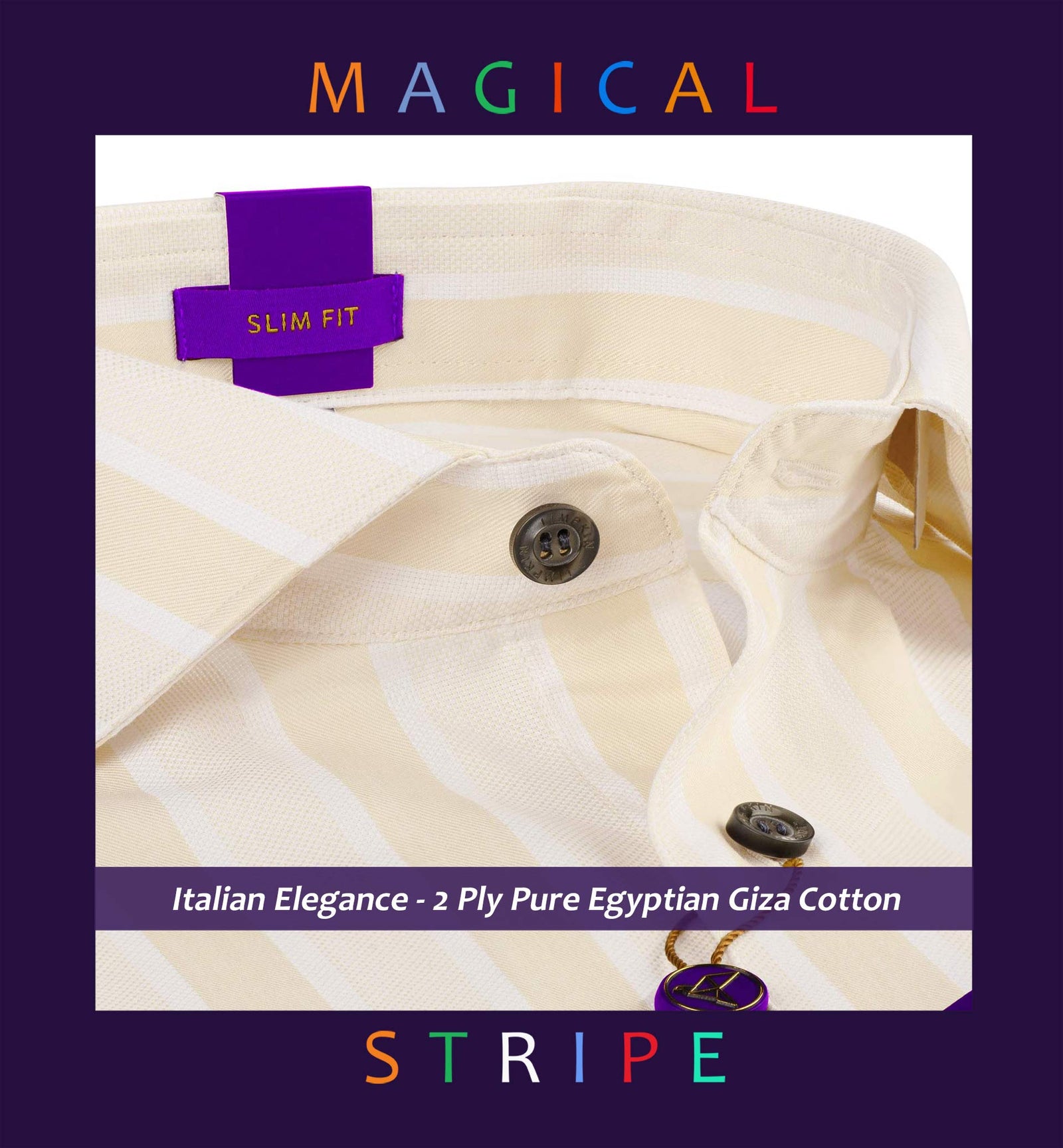 Seville- Beige & White Stripe- Contrast Details