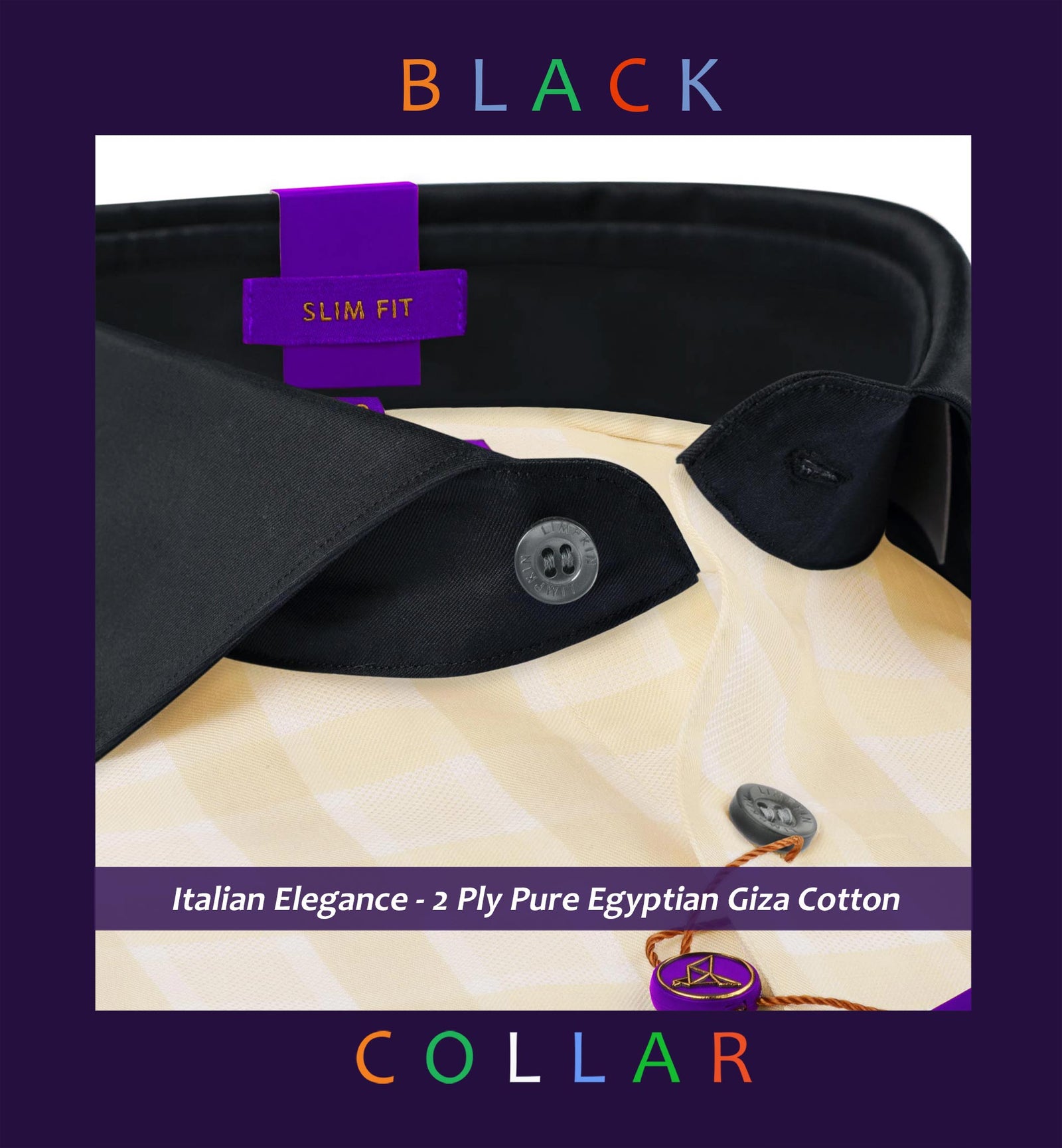 Trieste- Beige & White Check- Black Collar