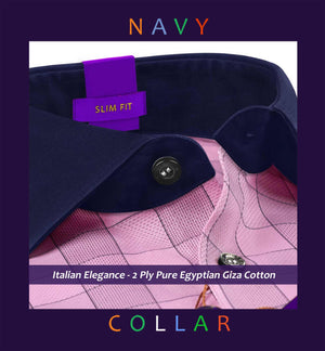 Montana- Flamingo Pink & Grey Check- Navy Collar