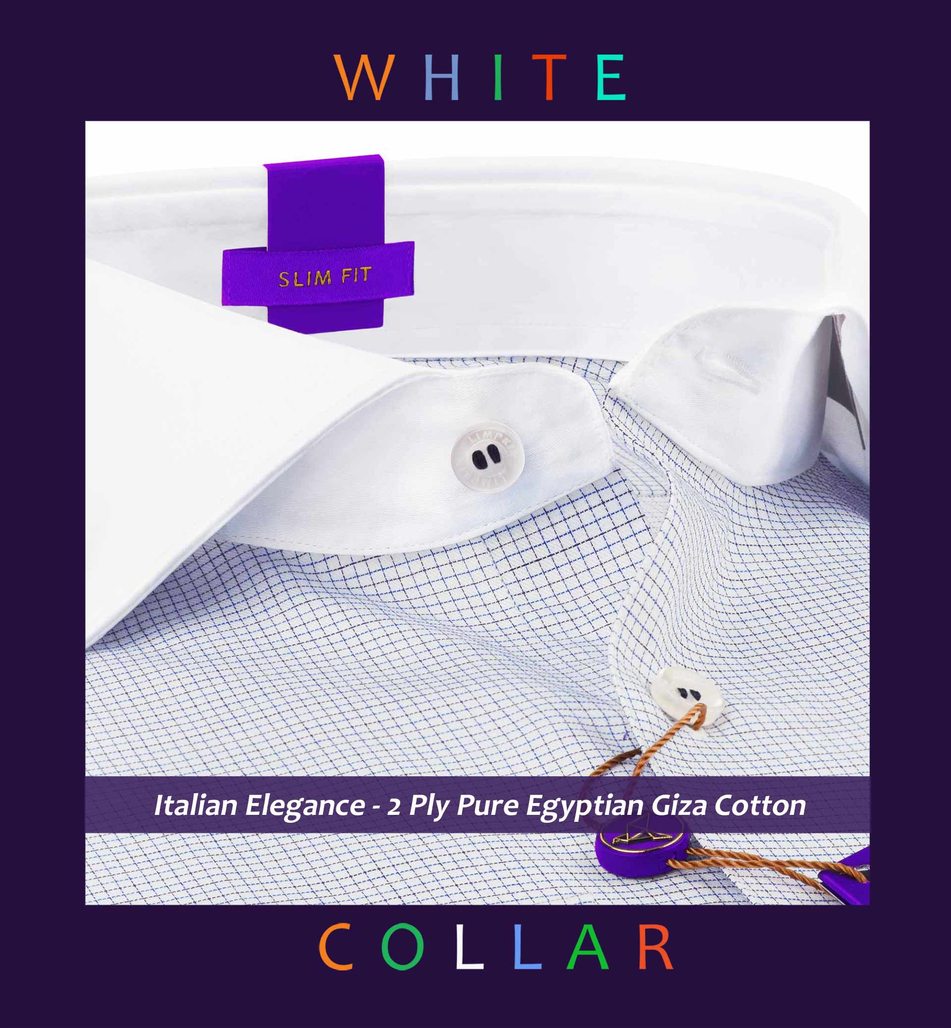 Montford- Navy & White Pin Check- White Collar