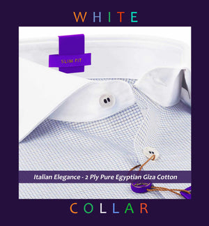 Montford- Navy & White Pin Check- White Collar