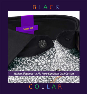 Agrinio- Flint Grey & White Print- Black Collar