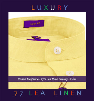 Coronado- Daffodil Yellow Solid Linen- Mandarin Collar