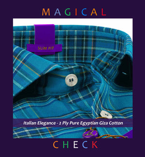 Rimini- Teal Blue & Navy Check