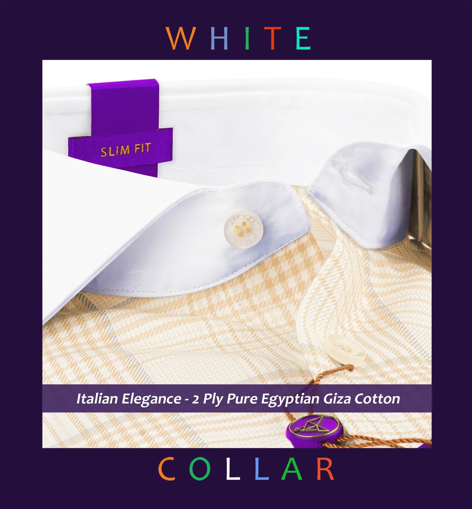 Warsaw- Beige & Grey Check- White Collar