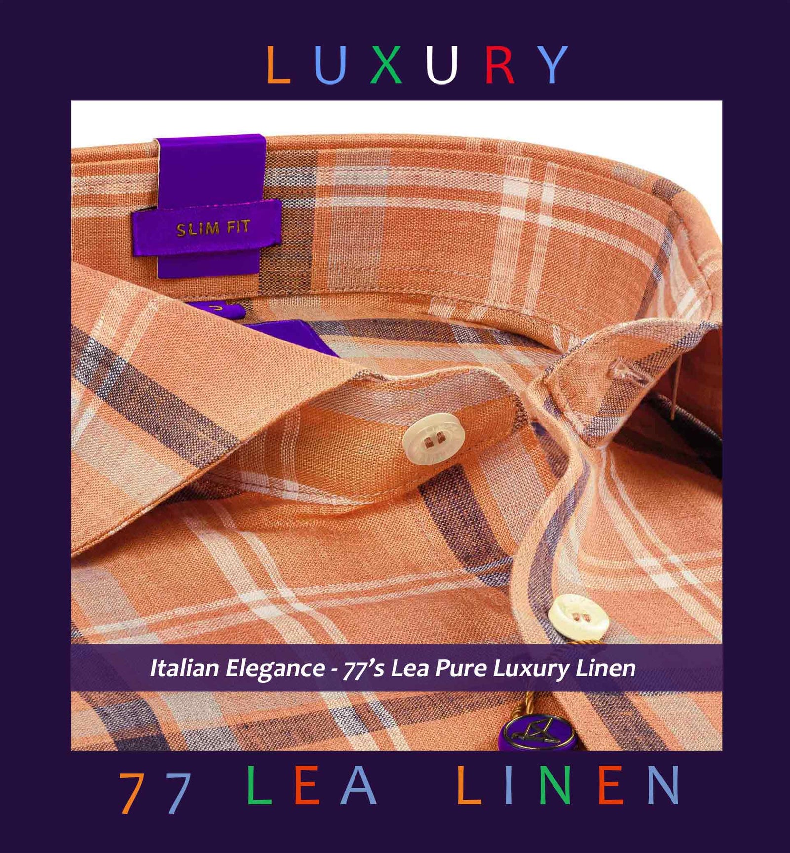 Faliraki- Cantaloupe Orange Check Linen