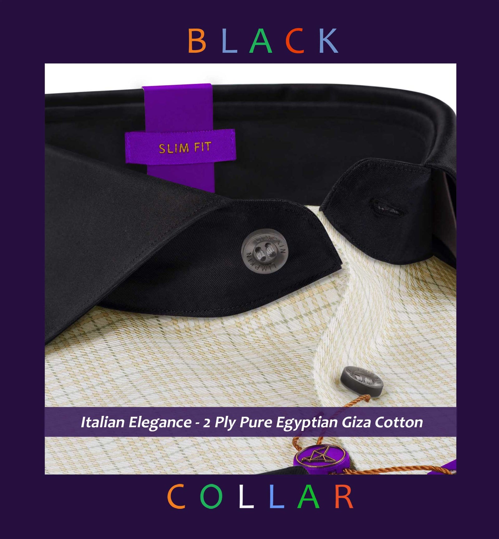 Auckland- Beige & Moss Green Check- Black Collar