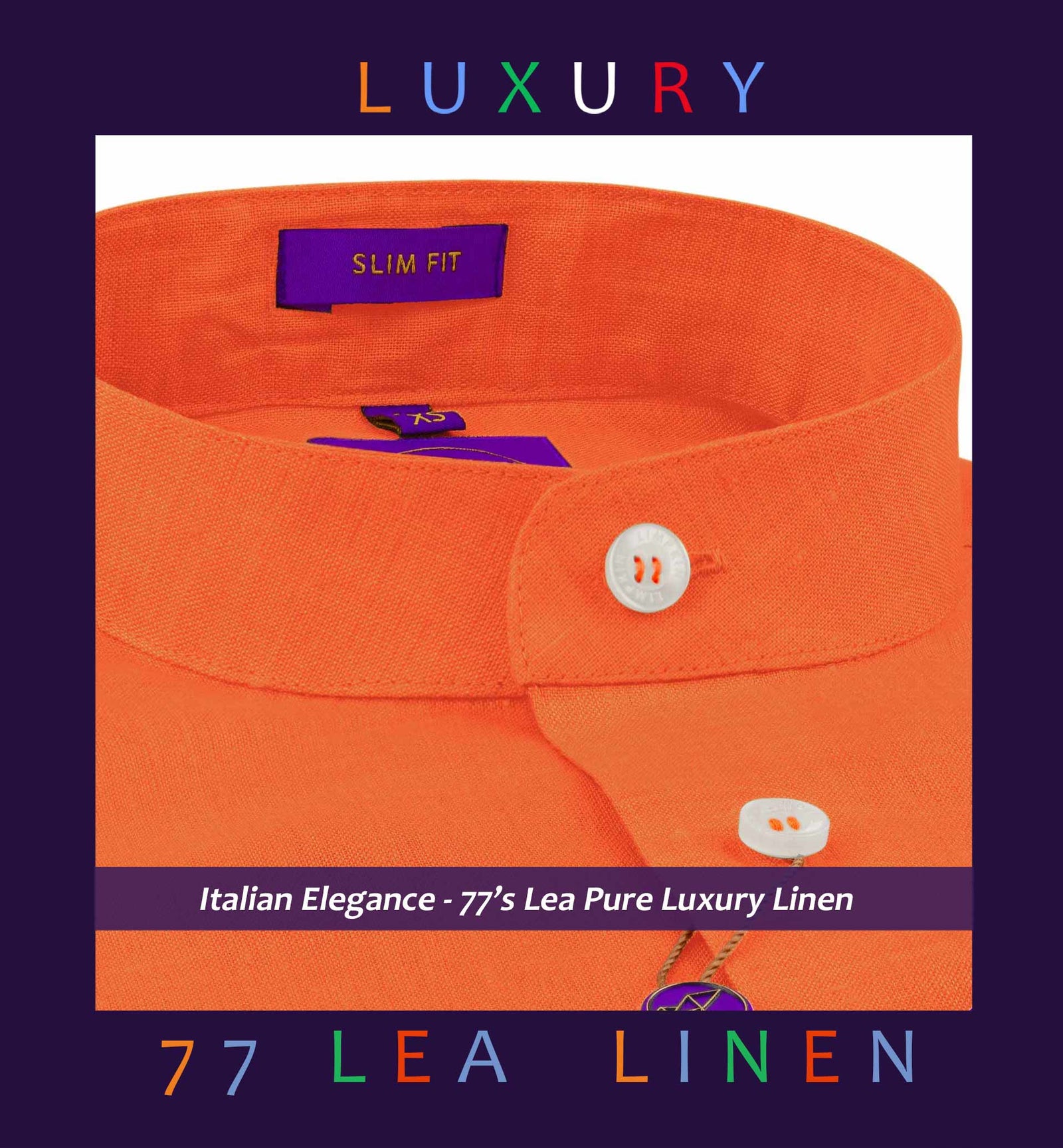 Navagio- Tangerine Orange Linen- Mandarin Collar