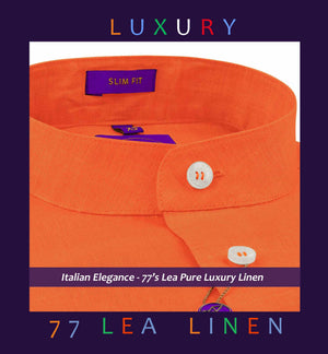 Navagio- Tangerine Orange Linen- Mandarin Collar