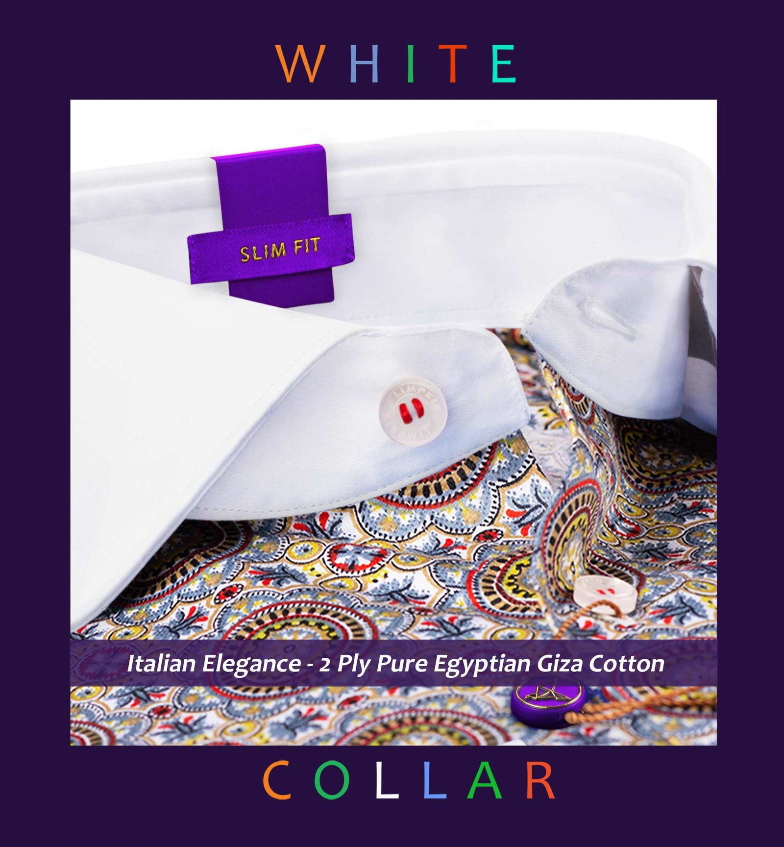 Toulouse- Grey & Burgundy Print- White Collar