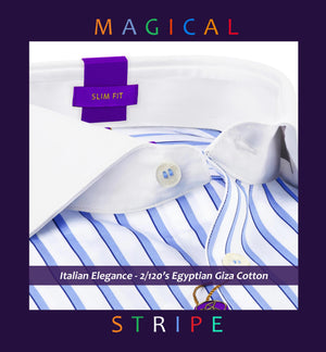 Moncler- Azure Blue & Navy Stripe- White Collar