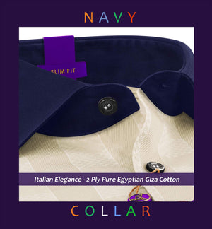 Moreno- Cream & Beige Check- Navy Collar